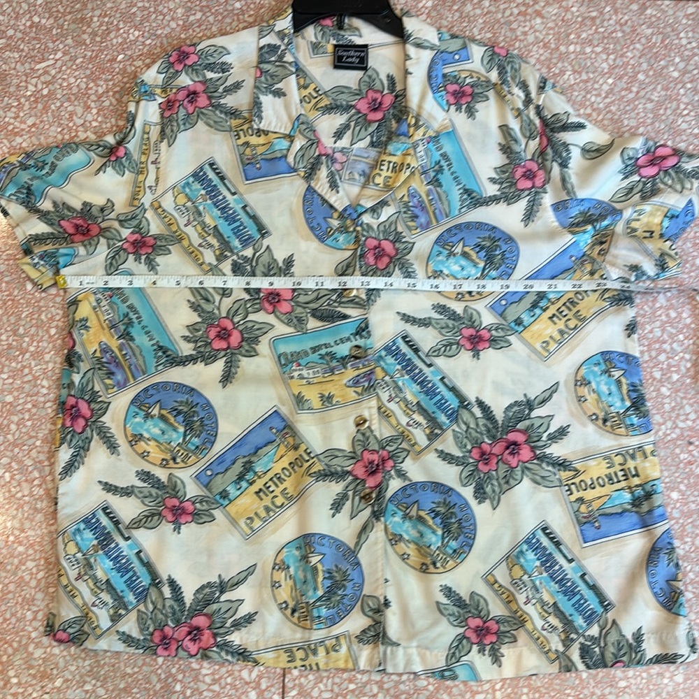 Southern Lady Vintage Tropical Print Button Down Shirt size - Picture 6 of 8